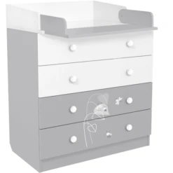 Polini Kids Mueble Cambiador French Amis 1580 Blanco-gris -Tienda De Mesa De Pañales polini kids mueble cambiador french amis 1580 blanco gris a272382 3